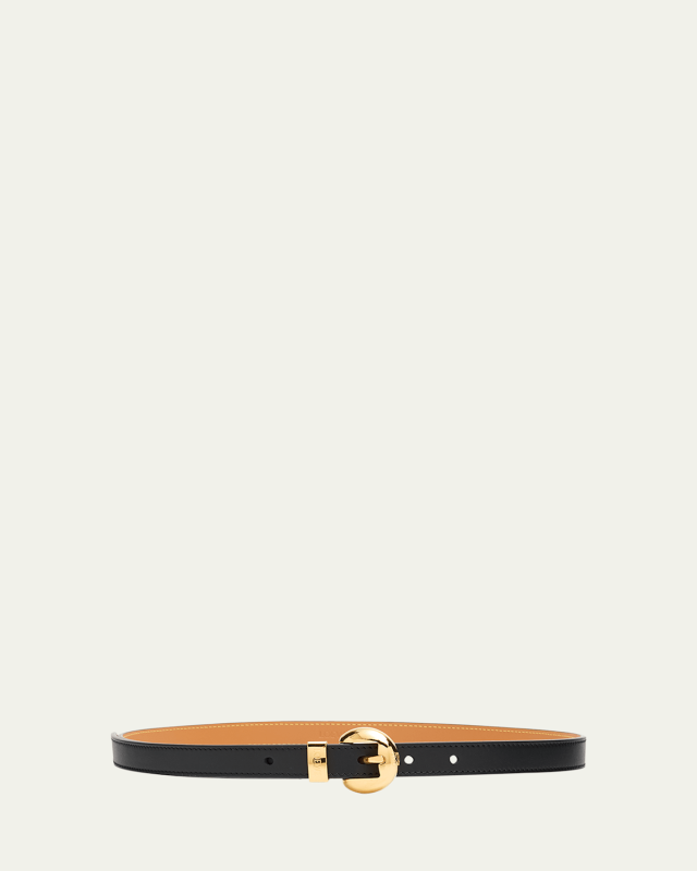 Pebble Leather Skinny Belt